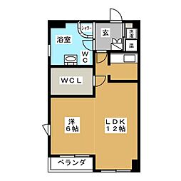 セントレイクセレブ大曽根 ワンルームの間取図画像
