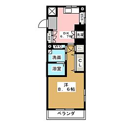 N.S.ZEAL大曽根 1DKの間取図画像