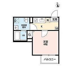 T.A矢田東 1Kの間取図画像