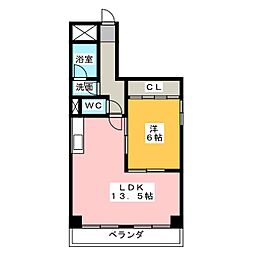 カーディナル真野ビル 1LDKの間取図画像