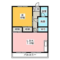 藤本コーポ 1LDKの間取図画像