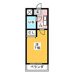 エンゼル 1Kの間取図画像