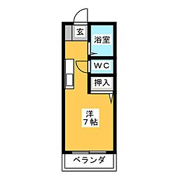 シティハイツ平安 ワンルームの間取図画像