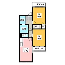 ラ.フォーレ矢田No.1 2LDKの間取図画像