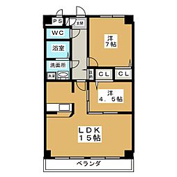 サニーコート富士 2LDKの間取図画像