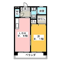 ホーメスト金屋 1LDKの間取図画像