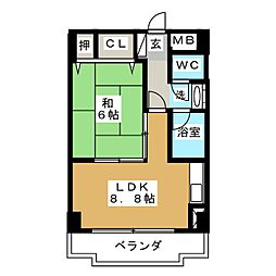 ハイム旭丘 1DKの間取図画像