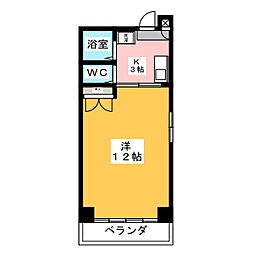 はせ川ビル 1Kの間取図画像
