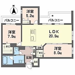 Sha Maison THE ASHIBE 3LDKの間取図画像