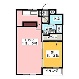 第二森ビル 1LDKの間取図画像