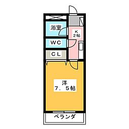 シュロス彩紅橋 1Kの間取図画像
