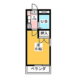 フローラ大曽根 1Kの間取図画像