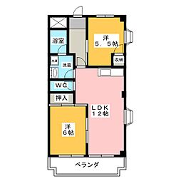 ファインアート間黒 2LDKの間取図画像