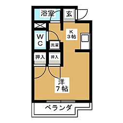 ベルハイツ秀英 ワンルームの間取図画像