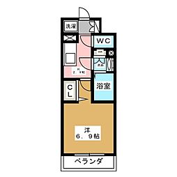 N.S.ZEAL大曽根 1Kの間取図画像
