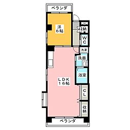 グロリアス犬飼 1LDKの間取図画像
