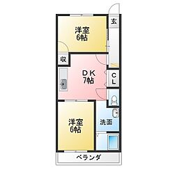 森彦第2コーポラス 2DKの間取図画像
