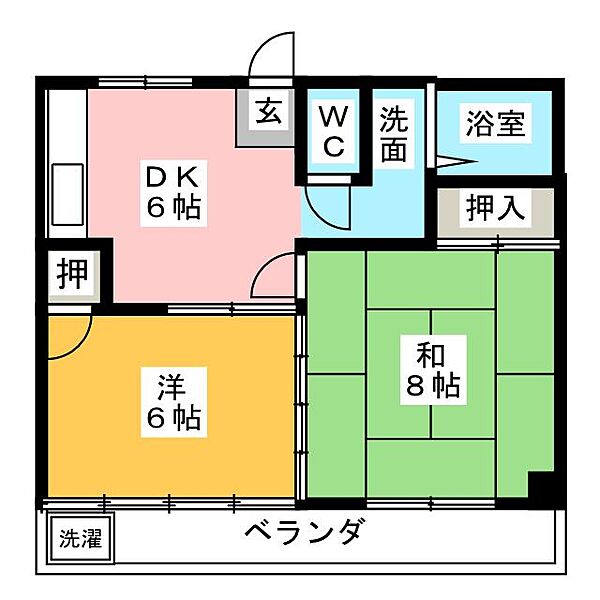 サンハイツ ｜愛知県名古屋市西区歌里町(賃貸マンション2DK・3階・42.10㎡)の写真 その2