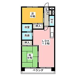 グロリアス犬飼 2LDKの間取図画像