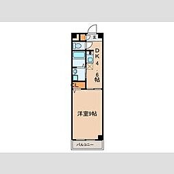 クレアール古城II 1階1DKの間取り
