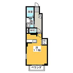ルーセント 1階1Kの間取り