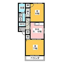 フォーレス中小田井 1階2DKの間取り