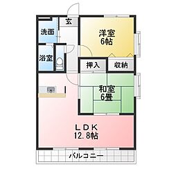 サンパティーク 2LDKの間取図画像