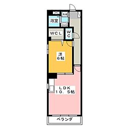 アケイシャ 1LDKの間取図画像