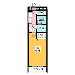 シーズンコート二ツ杁 1Kの間取図画像