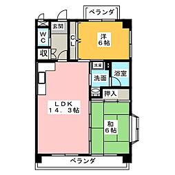 エスペランサ厳樹 2LDKの間取図画像