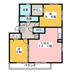 セジュール花萌 2LDKの間取図画像