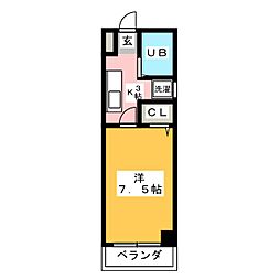 エクセルベンテン ワンルームの間取図画像