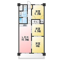 サクセス小田井 3LDKの間取図画像