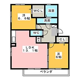 セジュール花萌 2LDKの間取図画像