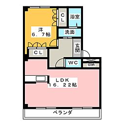 プリズム 1LDKの間取図画像