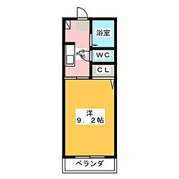 クレベール庄内緑地 1Kの間取図画像