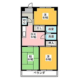 サンテラス森 3DKの間取図画像