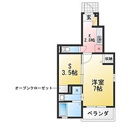 サニーアベニュー 1SKの間取図画像
