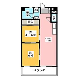 青木ビル 2LDKの間取図画像
