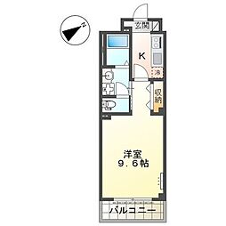 仮)西区五才美町新築マンション 1Kの間取図画像