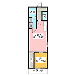 ベネフィス中小田井 1LDKの間取図画像