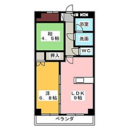 ブルーウェーブマンション 2DKの間取図画像