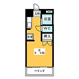 ピアウエスト 1Kの間取図画像
