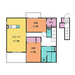 グランメルシー 2LDKの間取図画像