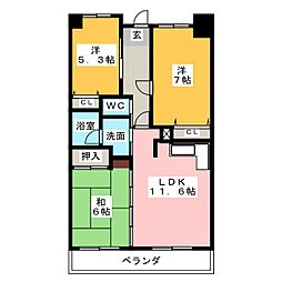 グランドゥール二方 3LDKの間取図画像