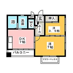 ロアール平出 2DKの間取図画像