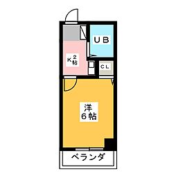 八木兵小田井ハウス 1Kの間取図画像
