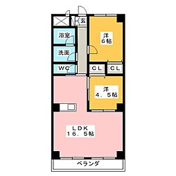 欽花園ハイツ 2LDKの間取図画像