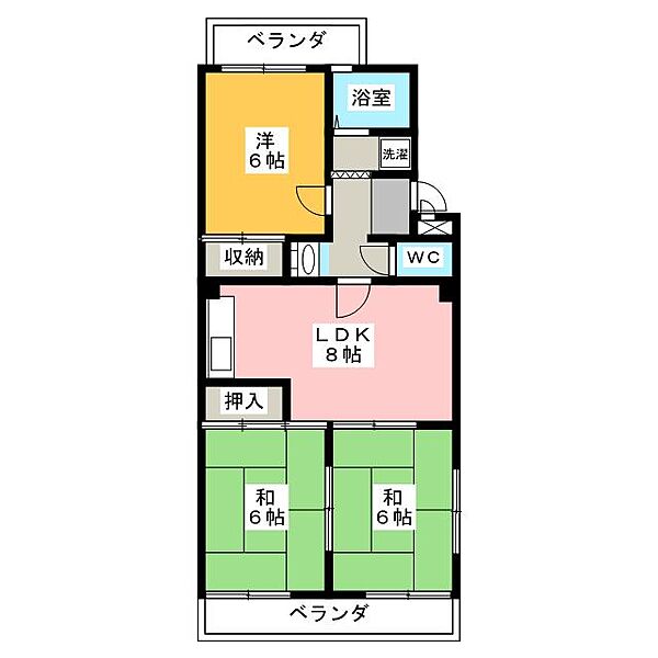 岡嶋グリーンハイツ ｜愛知県名古屋市千種区御影町２丁目(賃貸マンション3LDK・2階・59.83㎡)の写真 その2