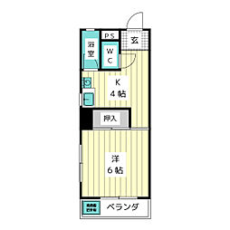 都ハイツ 3階1Kの間取り